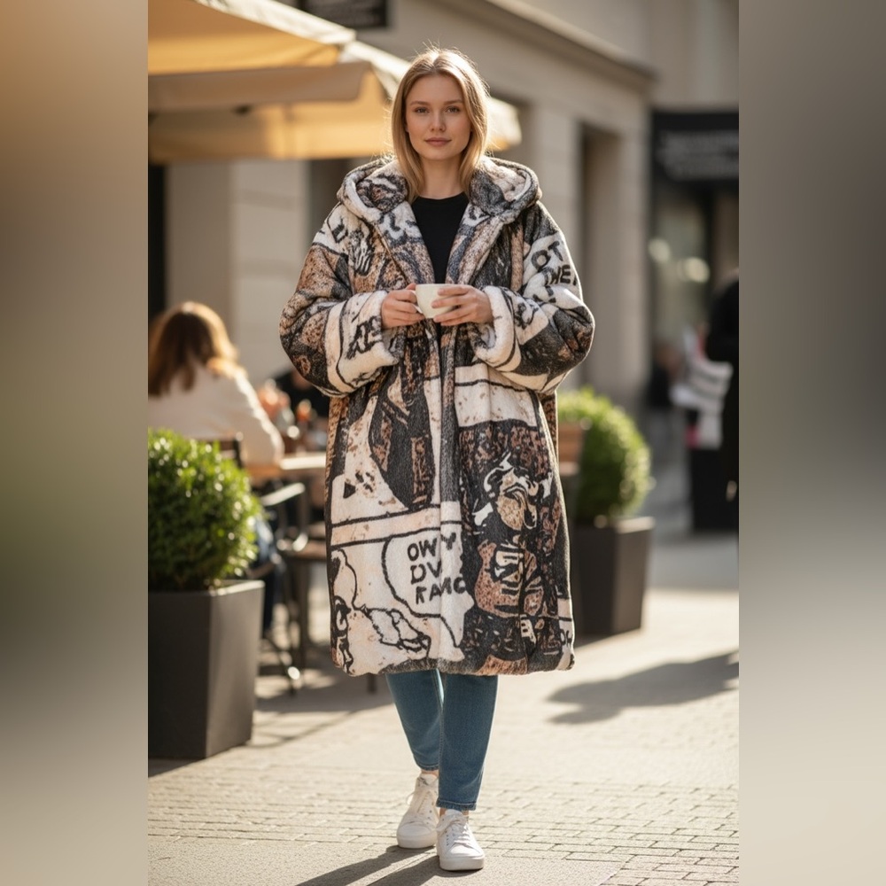 Stylish Graphic Pea Coat